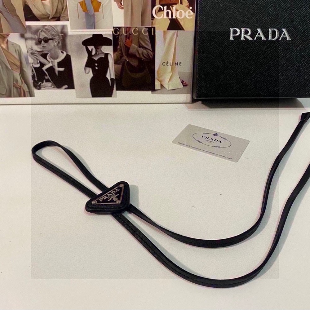 Prada Black Triangle Logo Tie - Picture 5 of 6